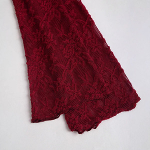 Robe <span class=keywords><strong>rouge</strong></span> en dentelle à épaules dénudées, manches longues, encolure asymétrique, robe de soirée décontractée - Product Image 4