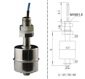 Sensor de Nivel de Líquido/Interruptor de Flotador de Acero Inoxidable SZFAST SUS316 M10 de Montaje Superior de 24V CC para Contenedores de Almacenamiento de Energía - Product Image 5