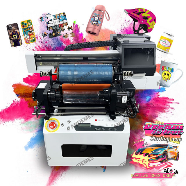 Andemes A3 Size Uv Dtf Printerxp600 Heads 40cm Uv Flatbed Printer Roll to Roll Printing 3060 Uv Dtf Printer