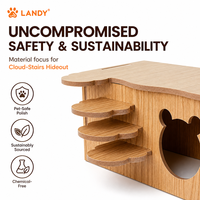 Maison en bois verticale pour hamster à 2 étages, villa pour animaux de compagnie avec échelle en forme de nuage et base imperméable pour l'aménagement de cage