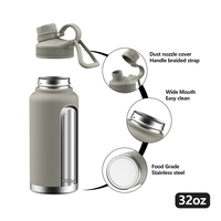 Bouteille d'Eau à Boire Directement Écologique, Thermos à Double Paroi en Acier Inoxydable Isolée sous Vide pour le Sport