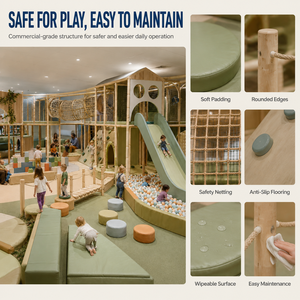 Équipement de jeu souple pour tout-petits, zone junior, piscine à balles, blocs rembourrés, rampe basse, fenêtre de ramassage, thème couleurs douces pour café familial - Product Image 5