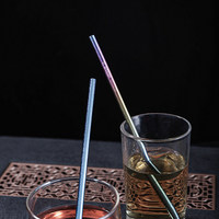 Paille en titane pur réutilisable à pointe plate, écologique et portable, pour thé au lait, café, usage extérieur et domestique