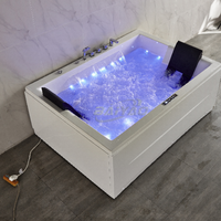 Baignoire autoportante moderne en acrylique avec jets puissants, chauffage et haut-parleur Bluetooth, spa à domicile, jacuzzi