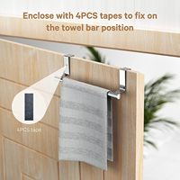 Porte-serviettes en acier inoxydable brossé à fixer sur la porte avec supports pour barres, pour portes d'armoires et placards, lot de 2