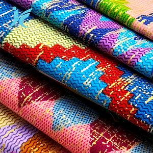 Nouvel Arrivage Tissu Africain en Coton Ciré Kente Or 2+4 Yards 100% Coton, Tissus Ankara Cirés Dorés, Pagnes Africains - Product Image 1