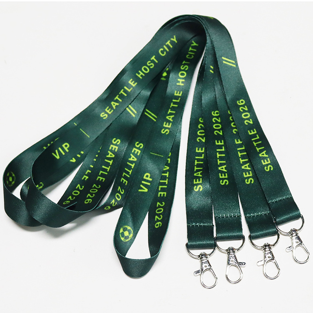 Keepfly Promotional Personalizados Heat Transfer Dark Green VIP ID Card Polyester Lanyard with Logo Custom