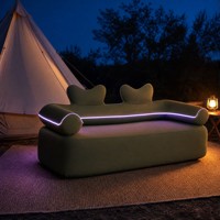 Canapé gonflable automatique moderne pour l'extérieur, double, pliable, avec pompe à air intégrée, housse en tissu Oxford amovible et portable, avec LED