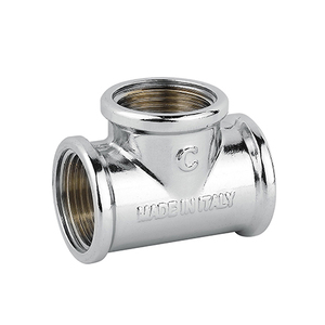 Raccord de plomberie en laiton chromé Tee Fff 1/2 pouce, fabriqué en Italie - Product Image 1