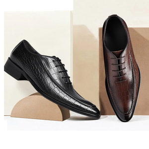 Chaussures en cuir embossé à motif pierre pointu, style européen et américain, pour tenues professionnelles et décontractées, chaussures en cuir tendance britannique - Product Image 3