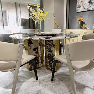 Table à manger ronde en pierre naturelle CC Snow Mountain Flying Fox, style italien luxe léger, pour villa haut de gamme - Product Image 2