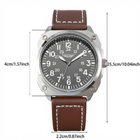 Herren Wasserdichte Quarz-Armbanduhr Legierung 40mm Retro PU-Leder Business Casual Anpassbares Logo Wasserbeständig 3BAR Kristall Analog