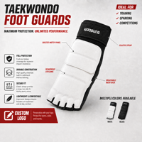 Protection de pieds de Taekwondo noire et blanche pour enfants et adultes, prix d'usine en gros pour l'entraînement