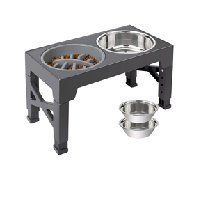 Yükseltilmiş köpek maması kaseleri ayarlanabilir paslanmaz çelik Pet gıda ve su büyük orta köpekler için kaymaz köpek besleyici çanaklar - Product Image 4