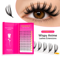 Prix d'usine, vente en gros, 0,07 MM C/D, nouveau produit, cils anime effet wispy, volume personnalisé, bouquets de cils préfabriqués, fournitures pour cils