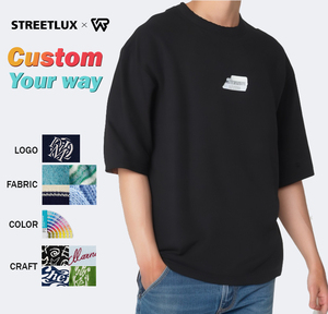 Ropa desgastada de calle personalizada Diseño de código a rayas 320 gramos Algodón pesado Vintage Oversized Men 'S T-Sh - Product Image 1