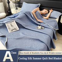 Couette d'été rafraîchissante en soie glacée lavée, couverture douce pour climatisation, tailles Twin et Full, avec bordure matelassée à double couture