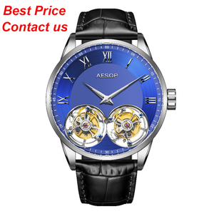 True Double Tourbillon Watch Acero inoxidable Lujo Hombres Hollow Out Skeleton Mecánico Flying Tourbillon Relojes - Product Image 1