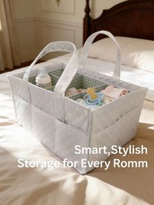 Cestino Portaoggetti per Pannolini in Tessuto Bubble Fleece, Design Innovativo a Prezzo di Fabbrica, Elegante Organizzatore per Essenziali Neonato e Stazione Pannolini - Product Image 2