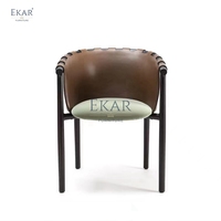 Fauteuil en cuir moderne luxueux Chaise de salle à manger élégante avec base en métal élégante pour cuisine, bureau, hôtel ou école