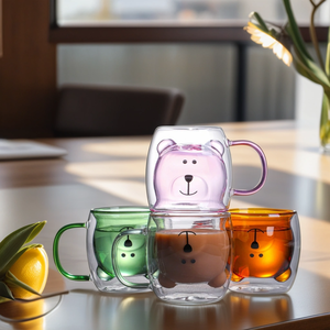 <span class=keywords><strong>Taza</strong></span> <span class=keywords><strong>de</strong></span> café <span class=keywords><strong>de</strong></span> <span class=keywords><strong>vidrio</strong></span> <span class=keywords><strong>de</strong></span> <span class=keywords><strong>doble</strong></span> <span class=keywords><strong>pared</strong></span> con forma <span class=keywords><strong>de</strong></span> oso <span class=keywords><strong>de</strong></span> borosilicato <span class=keywords><strong>de</strong></span> diferentes colores <span class=keywords><strong>de</strong></span> 250ml con asa - Product Image 5
