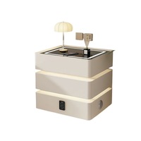 Table de chevet flottante à trois tiroirs en bois massif, moderne, avec chargement sans fil, Bluetooth, multifonction, éclairage, mobilier de maison