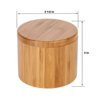 Boîte à épices en bois, assaisonnements, sucre, boîte ronde de 8.5Oz en bambou, boîte à sel et à poivre avec couvercles pivotants, vente en gros