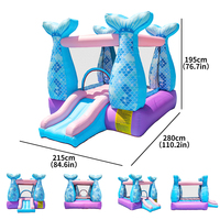 En stock, château gonflable avec toboggan, design queue de sirène, OEM/ODM, tissu Oxford, installation facile pour les enfants, la famille, en plein air