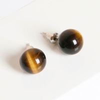 2024 bijoux de mode 6mm 8mm 10mm boucles d'oreilles en pierres précieuses colorées perle ronde boucles d'oreilles en pierre naturelle bijoux pour femmes