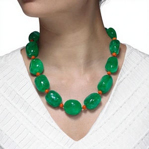 Ensemble de colliers vintage géométriques en résine, les plus beaux, colorés, uniques et élégants, bijoux de fête pour femmes, design chaîne bronze antique - Product Image 3