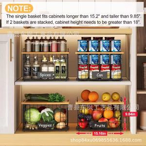 Wooden Metal Storage <b>Basket</b> With Cutting Board For Kitchen Fruit <b>Vegetable</b> Organizer Durable Rectangle <b>Standing</b> Type - Product Image 4