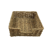 Porte-serviettes carré plat tressé à la main en rotin naturel, panier en jonc de mer pour la décoration de table de cuisine et de salle à manger