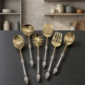 Juego de Servidores de Ensalada de Mango Largo, Cuchara y Tenedor de Acero Inoxidable para Ensaladeras Profundas, Buffet, Comedor y Servicio de Restaurante - Product Image 1