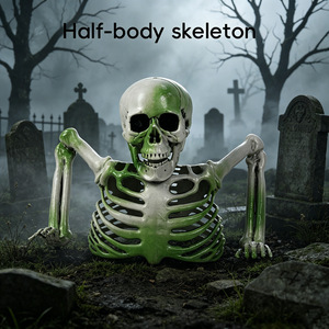HLC Halloween Spot Animatronic Spooky Half Body Skeleton Halloween Decor, Broken Ground Skeleton Halloween Scene Ornament Prop - Product Image 4