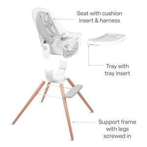 <span class=keywords><strong>Chaise</strong></span> <span class=keywords><strong>haute</strong></span> personnalisée pour bébé et tout-petit avec siège transparent et rotation à 360° °   Fauteuil pivotant, blanc et gris avec pieds en bois - Product Image 3