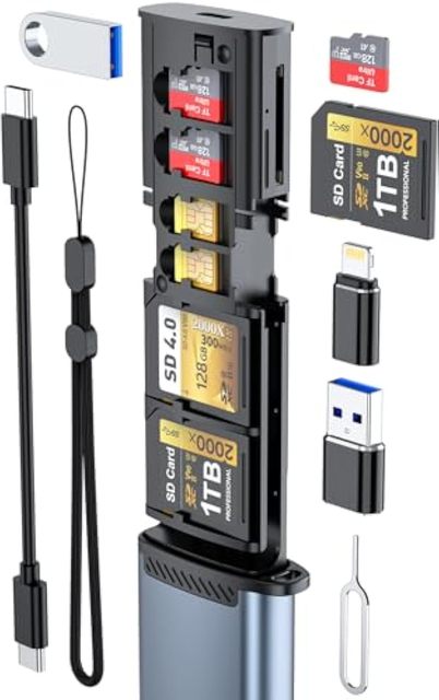 High-Speed USB Type-C S D/TF Card Carrying Case Holder SD Card Reader for Cameras, Smartphones, Drones, Action Cameras