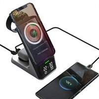 Chargeur de bureau sans fil magnétique 5-en-1 avec port Type-C, en ABS, protection contre les surcharges pour montre connectée, écouteurs et téléphone portable