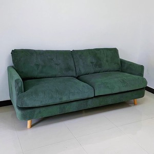 Solid Wood Foot Three-Seat Flannelette Fabric Sofa Cream Style Simple <strong>White</strong> Straight Row Reclining For Home Living Room Basement