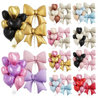 Ensemble de ballons en aluminium mats en forme de nœud papillon, ballons cœur rétro, ballons à l'hélium pour révélation du sexe, Saint-Valentin, fournitures de fête de mariage