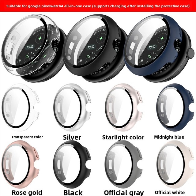 2 in 1 Tempered Glass Film Screen Protector Cover for Google Pixel Watch4 41mm 45mm Hard PC Watch Protective Case