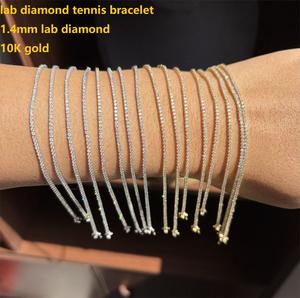 Starsgem envía en 1 día una pulsera de diamantes de oro de 10k con diamantes cultivados en laboratorio de corte redondo de 1.4 mm, joyería con certificado IGI, pulsera tipo tenis. - Product Image 1