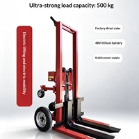 Chariot élévateur à palettes électrique tout-terrain à batterie au lithium, transpalette hydraulique portable, pneus en caoutchouc, capacité 1 000 jin