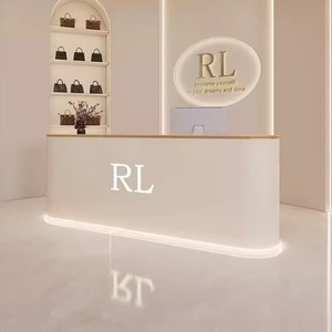 Wooden Reception <b>Desk</b> Modern Laminate Finish Beauty Salon Front Counter Office Lobby Hotel Spa Clinic Reception - Product Image 6