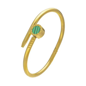 Pulsera de Mujer de Acero Inoxidable Chapada en Oro con Cristales de Estrás, Estilo Punk, Joyería de Aniversario Más Vendida - Product Image 4