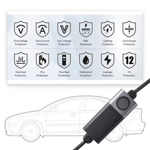 RHT pengisi daya portabel EV tipe 2 kabel pengisi daya 16A 5M 3,5kw EV kabel pengisi daya mobil elektrik yang dapat disesuaikan dengan layar