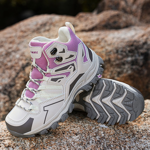 Hiking <b>Boots</b> Unisex High Top Outdoor Trail Running Shoes Flat Heel Standard Thickness Front <b>Laces</b> - Product Image 2