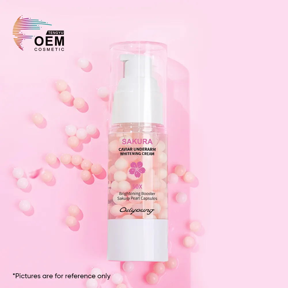 Private Label Glutathion Whitening Voedt Body Parel Extract Capsules Kaviaar Serum Sakura Onderarm Verhelderende Booster Cream