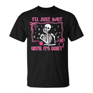 Sencillo: me quedaré ahí hasta que se calme - Camiseta de Halloween para profesores, unisex, negra, para adultos - Product Image 2