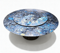Table à manger moderne de luxe en granit naturel bleu Labrador avec plateau tournant Lazy Susan et pieds en métal, 8 places, mobilier de maison