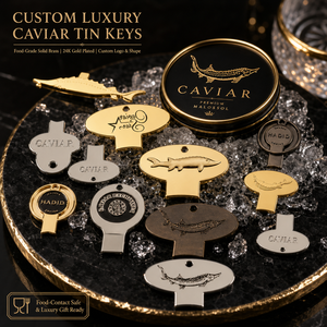 Ouvre-boîte à caviar de sturgeon personnalisé en métal avec trou pour porte-clés, ouvre-couvercle sous vide - Product Image 2
